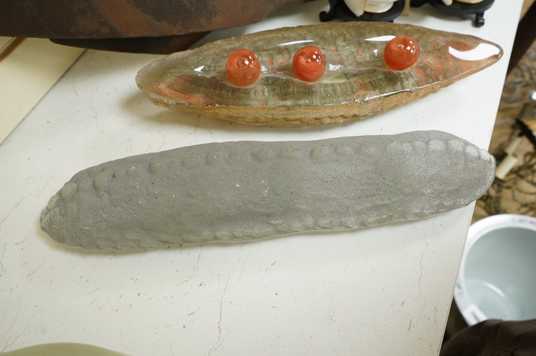 Jean-Marianne Spottiswoode, two contemporary glass sculptures, largest 48cm wide